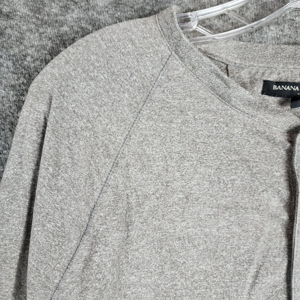 Banana Republic Henley Mens L Gray Long Sleeve Cotton Blend Heathered EUC